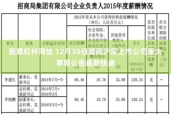 股票杠杆网址 12月30日晚间沪深上市公司重大事项公告最新快递