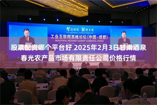 股票配资哪个平台好 2025年2月3日甘肃酒泉春光农产品市场有限责任公司价格行情